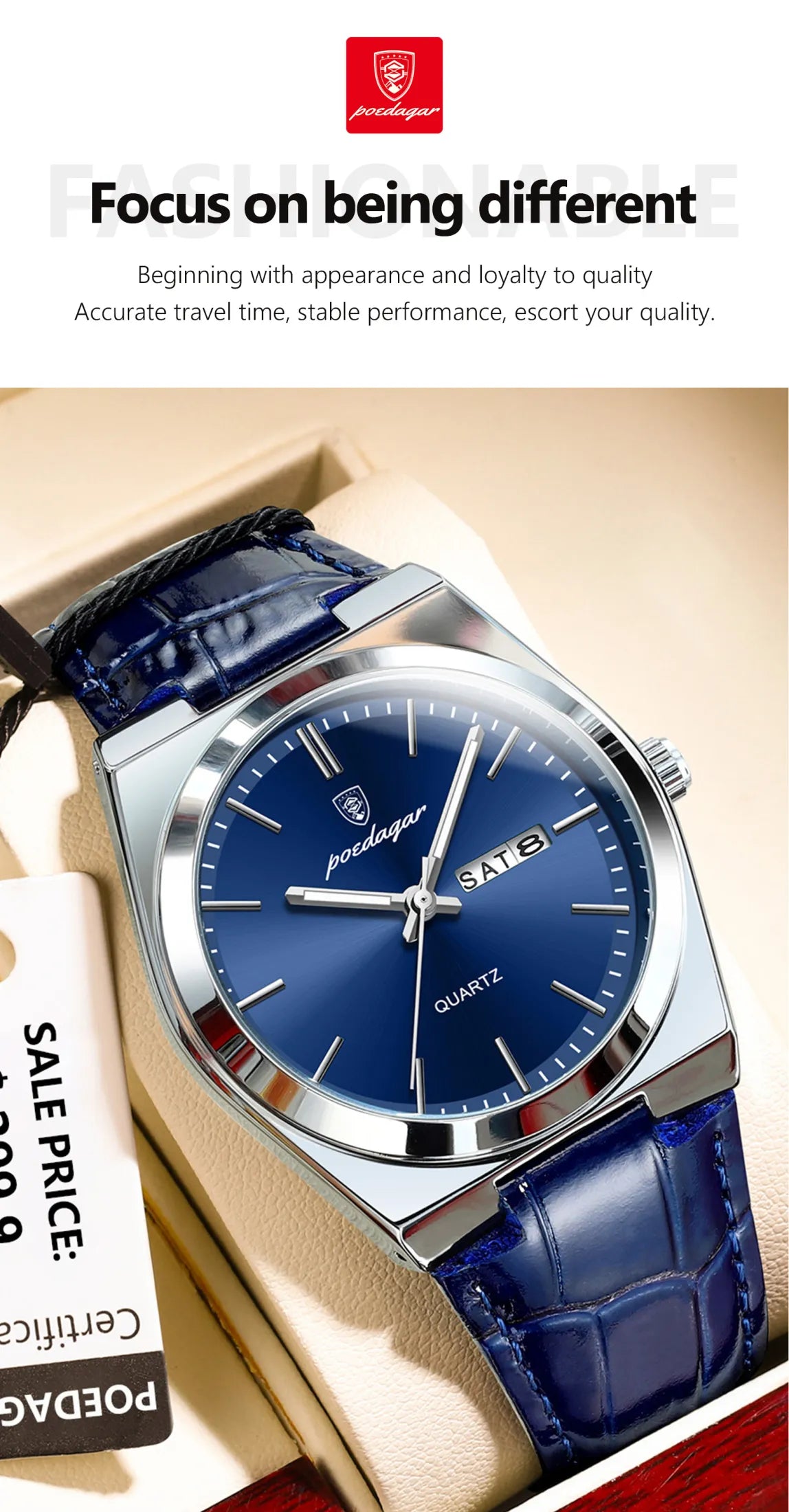 Poedagar 930L Luxury Watch for Men Sports Leather Men's Watches Waterproof Luminous Chronograph Men Quartz Watches - Watch For Men - Watch - Men Watch